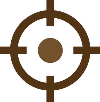 marrón objetivo icono con punto de mira para precisión y atención diseño elemento vector