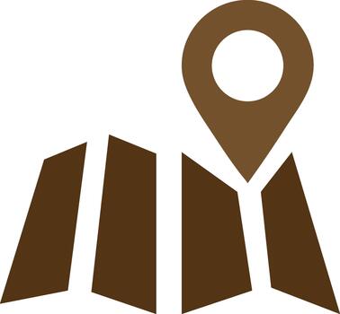 marrón mapa icono con ubicación alfiler para navegación y viaje vector