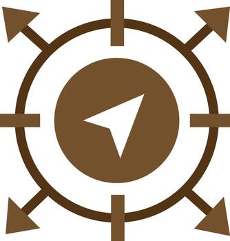Brown navigation compass icon with arrows and circular design element vector