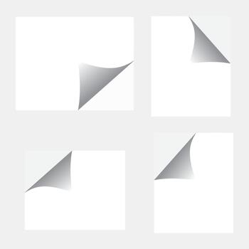 Set of paper curl corners, graphic design elements for page turn effects vector