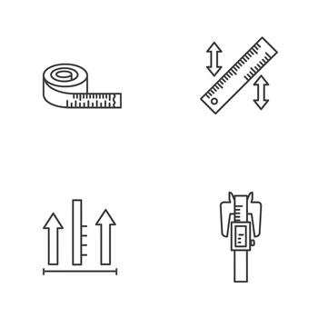 Essential Linear Measurement Tools and Scaling Principles Icon Set vector