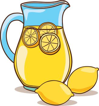 Refreshing lemonade drink with ice and lemon in front of a white background vector