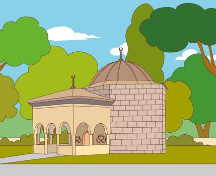 ejemplo de otomano período tumba arquitectura.antigua Roca edificio arquitectura. vector