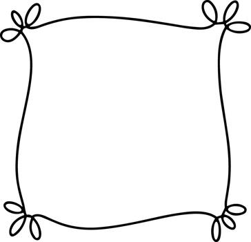 Simple black and white line drawing of a decorative square frame with a wavy border vector