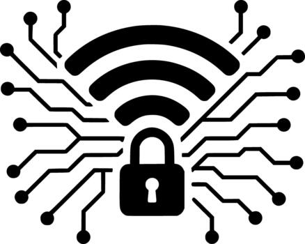 Wi-Fi Security Icon in Minimal Monochrome Style. Wi-Fi, security, network, protection, wireless, icon vector