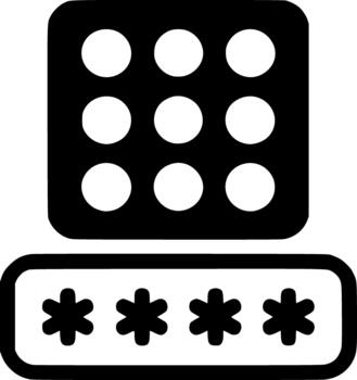 Minimal Password Keypad Security Icon in Clean Monochrome Style. Security, password, keypad, lock, cyber, icon vector