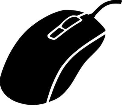 mínimo silueta de juego de azar ratón en blanco antecedentes. ratón, juego de azar, computadora, tecnología, hardware, icono vector