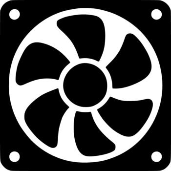 Minimalist Silhouette of Computer Cooling Fan on White Background. Computer, fan, hardware, tech, cooling, icon vector