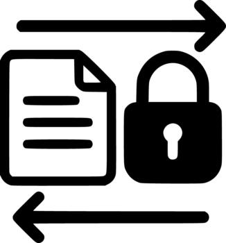 Secure Data Protection Symbol in Minimal Monochrome Style. Security, data, lock, privacy, cyber, icon vector