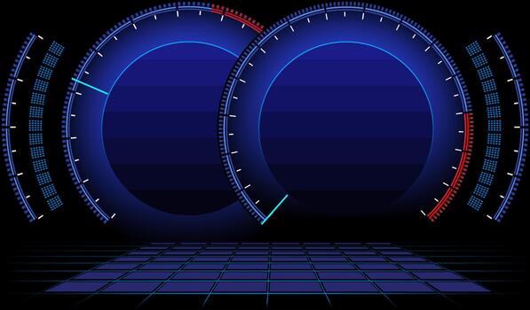Futuristic control panel interface. Ideal for sci-fi dashboards, HUD design, and digital tech visuals. vector