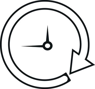 A clock with an arrow pointing to the right vector