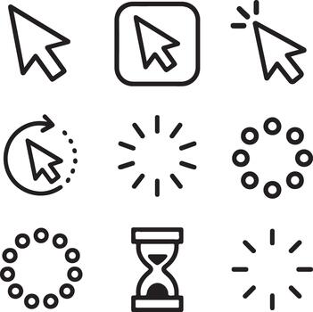 Web loading icons set in black and white for designs vector