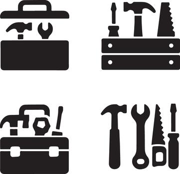 Simple Black and White Toolkit Illustration Icons for Web and Print vector