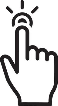 Clicking finger touch screen or button icon with light rays vector