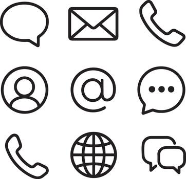 Set of Communication Icons for Business and Social Networking Design vector