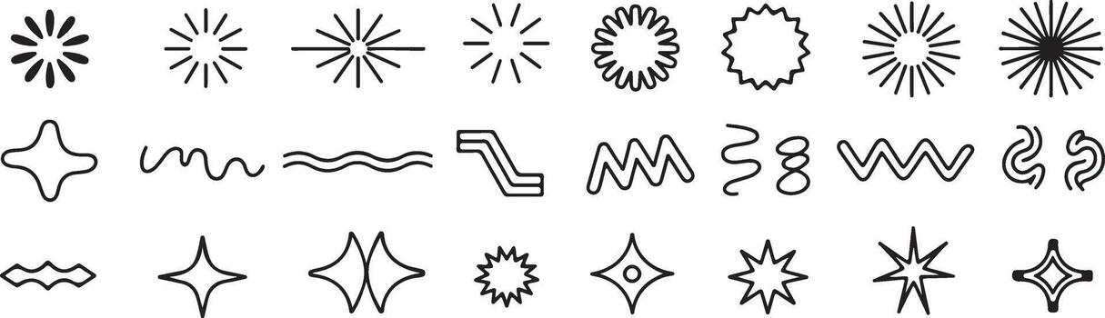 colección de varios geométrico formas y íconos para creativo diseño proyectos vector