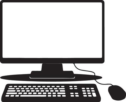 Modern computer setup with monitor keyboard and mouse for work vector
