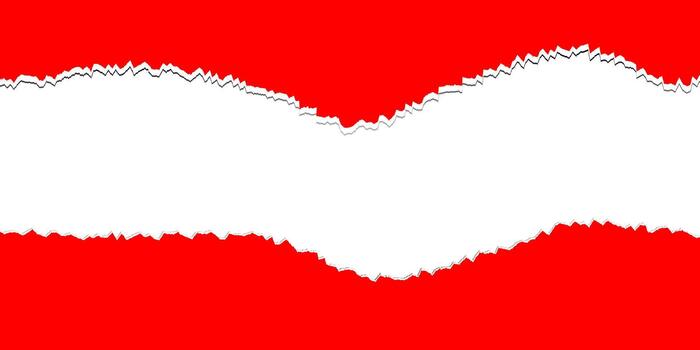 horizontal torn red paper strip creating a jagged edge frame with copy space in the middle vector