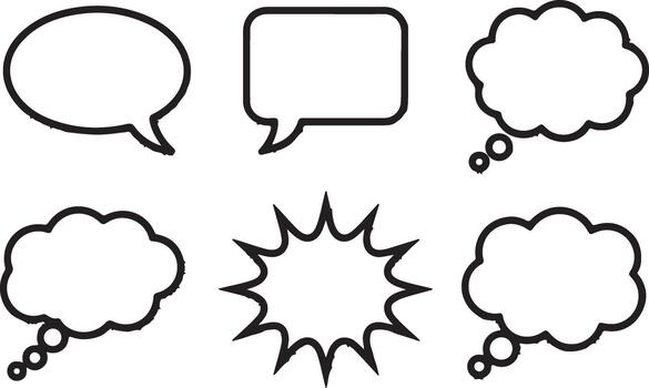 Collection of speech and thought bubbles for communication and design needs vector