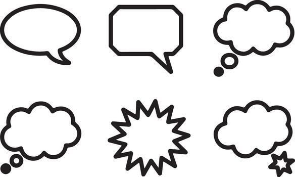 Speech Bubbles and Thought Clouds Collection for Communication and Design Elements vector