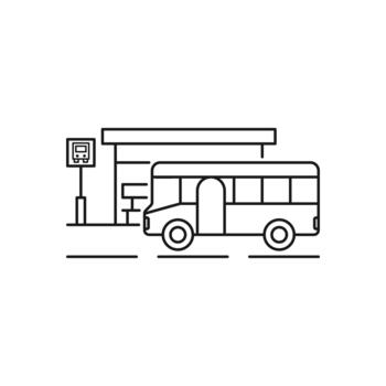 bus station icon, bus stop, thin line web symbols on white background - editable stroke illustration eps10 vector