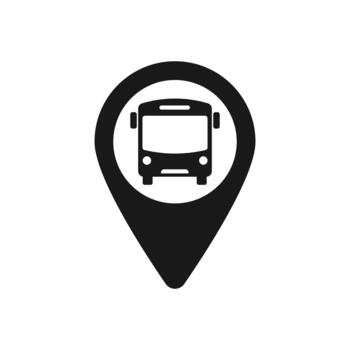 Bus station map pin. Bus station location pin. GPS bus location symbol for apps and websites isolated on white background vector