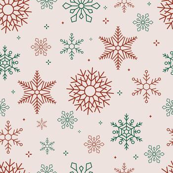 snowflake outline seamless pattern for happy new year and christmas vector