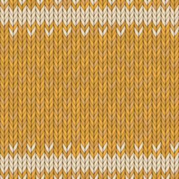 Abstract wool knitted texture mustard color with white stripes seamless pattern vector