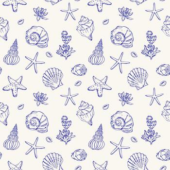 Seamless pattern with shell vector