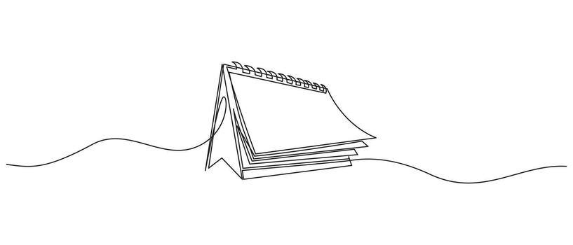 continuo línea dibujo escritorio calendario vector