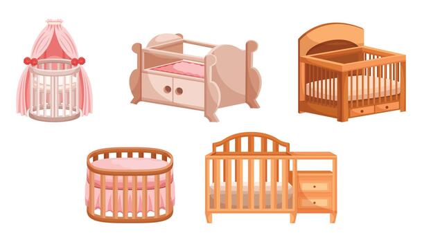 Comfortable And Secure Sleeping Spaces For Infants, Cribs Provide A Safe Environment For Babies, Illustration vector