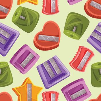 Lively Seamless Pattern Featuring Pencil Sharpeners In Various Vibrant Colors, Creating A Fun And Playful Design vector