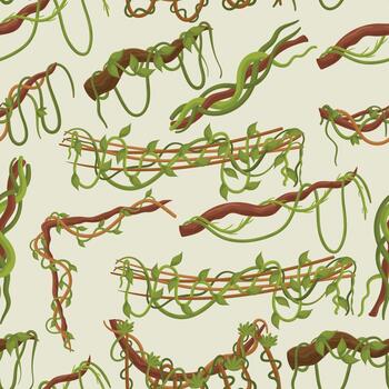 Lush Lianas Seamlessly Intertwine In A Captivating Pattern, Creating A Vibrant And Organic Design, Illustration vector
