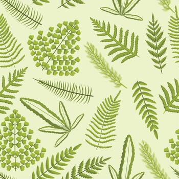 Seamless Pattern With Delicate Fern Leaves Intricately Arranged, Creating A Soothing And Nature-inspired Design vector