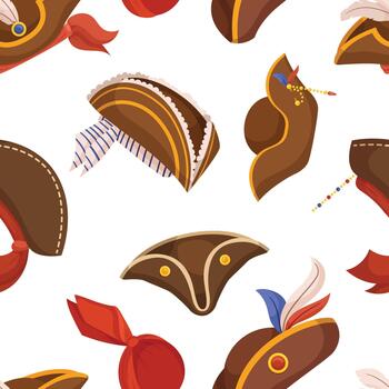 Seamless Pattern Adorned With Playful Pirate Hats, Creating A Whimsical And Adventurous Design Perfect For Themed Decor vector