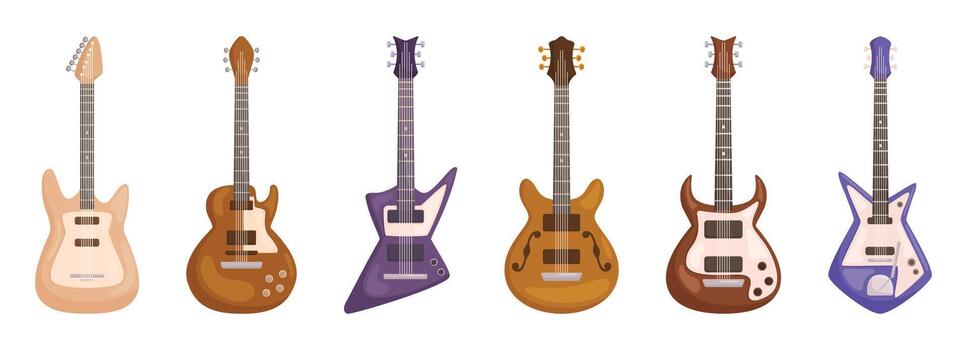 Guitars Are Stringed Musical Instruments With A Resonating Body And A Neck, Producing Sound When The Strings vector