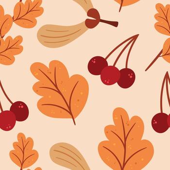 sin costura modelo adornado con vibrante otoño hojas y bayas, creando un calentar y atractivo estacional diseño vector