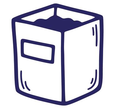 sencillo mano dibujado ilustración de un caja envase con un rectangular monitor ventana vector