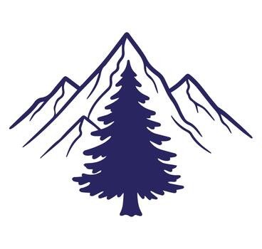 illustration of a mountain range with a fir tree in a clean and minimal design vector