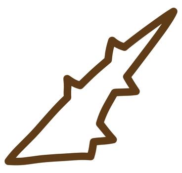 Abstract brown outline graphic of a jagged lightning bolt shape isolated on white background vector