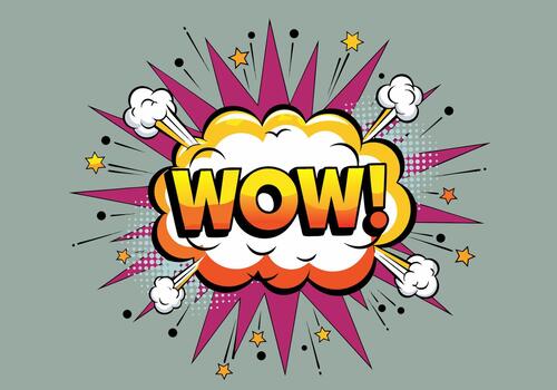 Comic Book Explosion Effect with the Word WOW in Bright Yellow and Red on a Burst Background vector