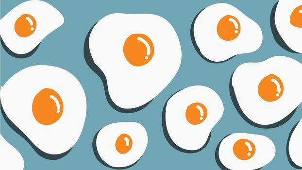 Trendy Fried Egg Pattern with Shadow Effect vector
