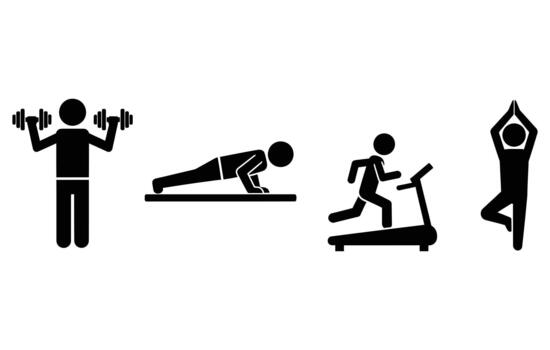 A set of icons depicting people doing different exercises vector