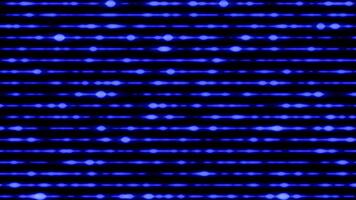 Blue glowing lines with pulsing light particles move horizontally in motion. Abstract digital background with futuristic energy flow. Technology design, tech motion graphics. Seamless loop 4k video