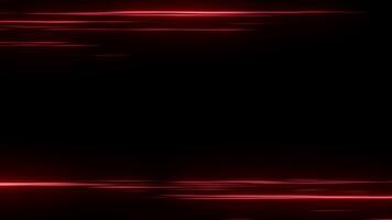 vermelho brilhando Rapidez linhas comovente horizontalmente em Sombrio fundo. dinâmico movimento Projeto com néon luz listras e energia alta fluxo. animê açao cenas. desatado ciclo 4k video