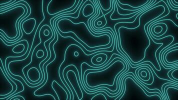 topographique carte modèle, embrasé turquoise contour lignes bouge toi doucement. abstrait ondulé Contexte avec géométrique couler et profondeur. La technologie visuels, géographie, moderne mouvement conception. sans couture boucle 4k video
