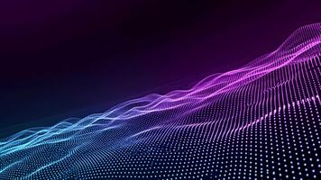 Abstract Glowing Particle Landscape on Dark Background, 3D Digital Wave with Blue and Purple Gradient, Tech Visualization, Network Concept, Data Flow 4k video