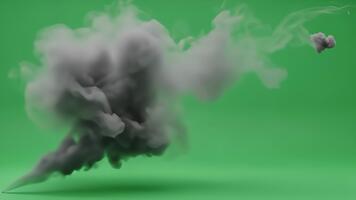 Gray Smoke Stream on Green Background, Digital Art, 3D Rendering Environment concept art for creative content usage, visual effects resource 4k video