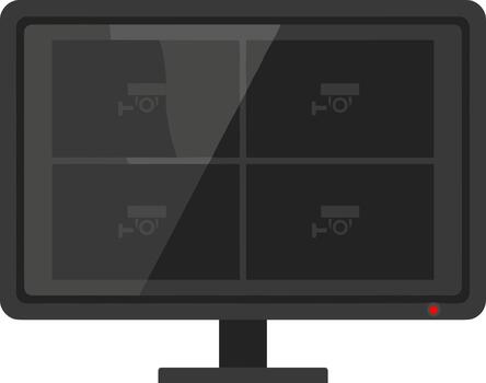 CCTV security monitor with a four camera split screen display. vector