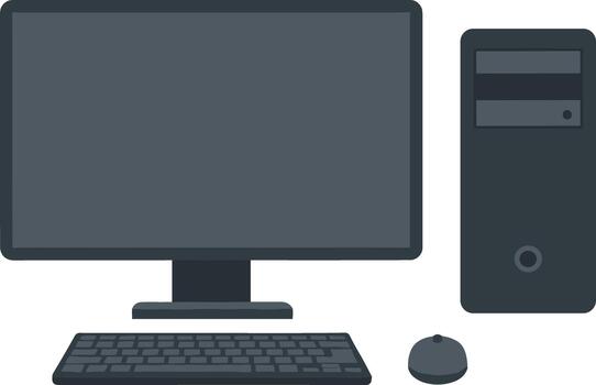 Modern desktop computer setup with monitor keyboard and mouse. vector